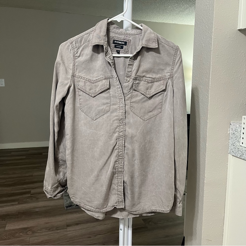 Express Western Button-Down Pocket Twill Shirt In… - image 1